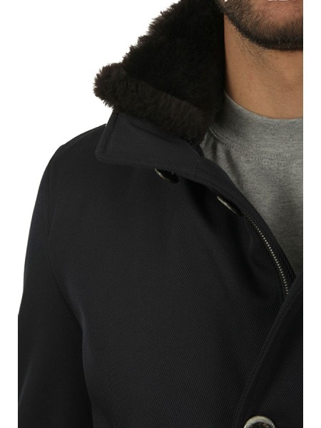 Giaccone Herno in Diagonal Wool Blu