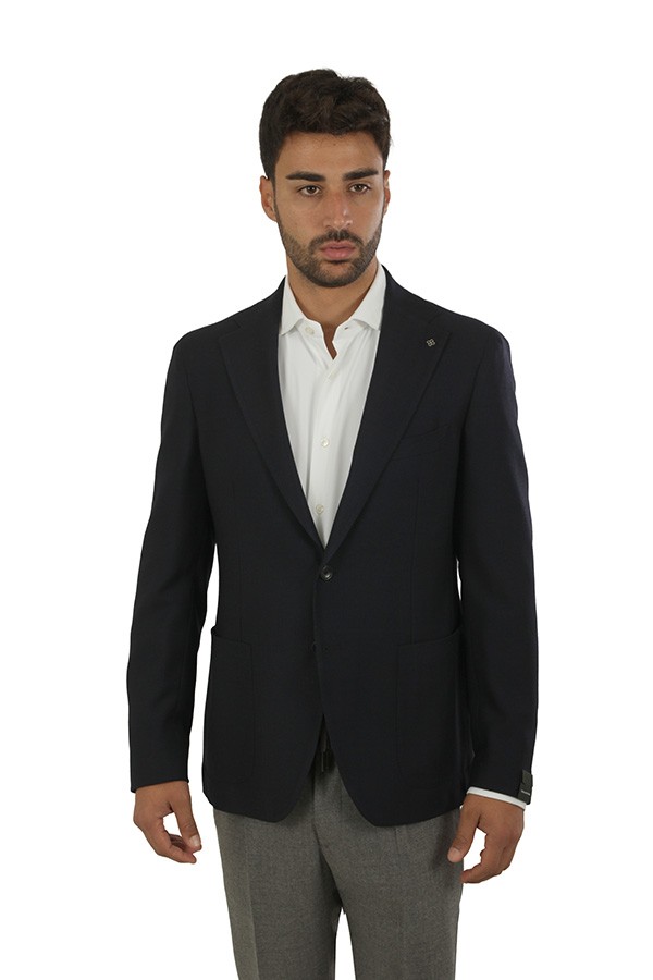 Giacca Tagliatore Blu Spigato