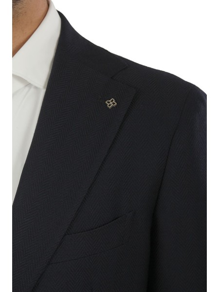 Giacca Tagliatore Blu Spigato