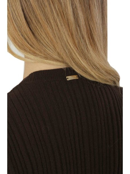 Vestito Herno in Ribbed Carded Wool Marrone