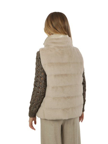 Gilet Herno in Lady Alternative Fur e Nylon Ultralight Chantilly