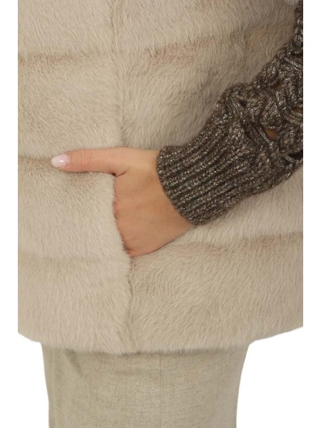 Gilet Herno in Lady Alternative Fur e Nylon Ultralight Chantilly