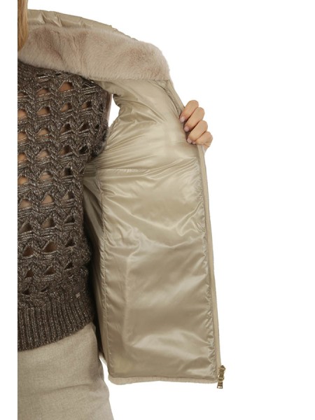 Gilet Herno in Lady Alternative Fur e Nylon Ultralight Chantilly