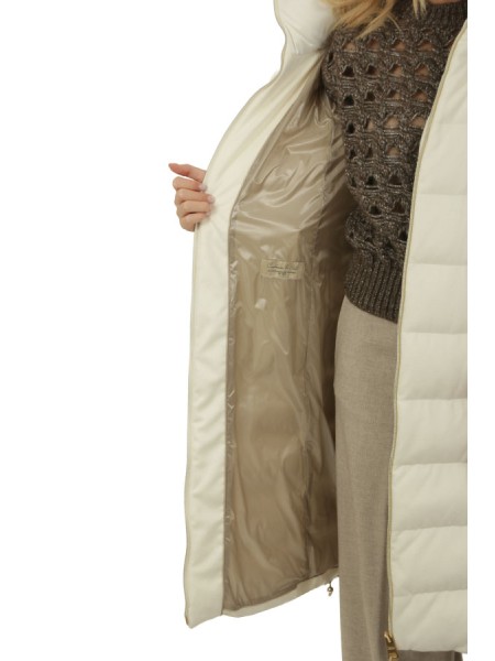 Piumino Herno Lungo In Cashmere e Seta Avorio