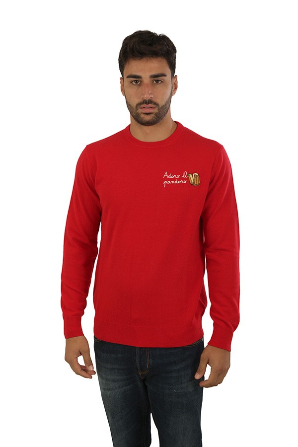 Maglia MC2 Maglia con Ricamo Adoro il Pandoro Rosso