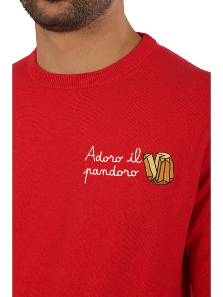 Maglia MC2 Maglia con Ricamo Adoro il Pandoro Rosso