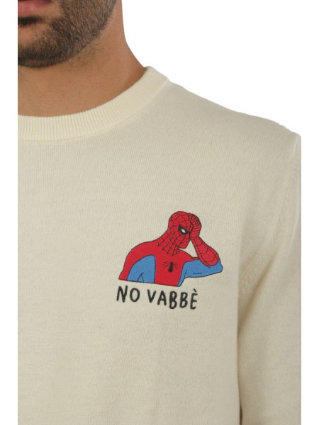 Maglia MC2 con Ricamo Spiderman No Vabbè Latte