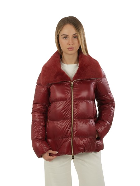 Piumino Herno con Collo in Ecofur Bordeaux