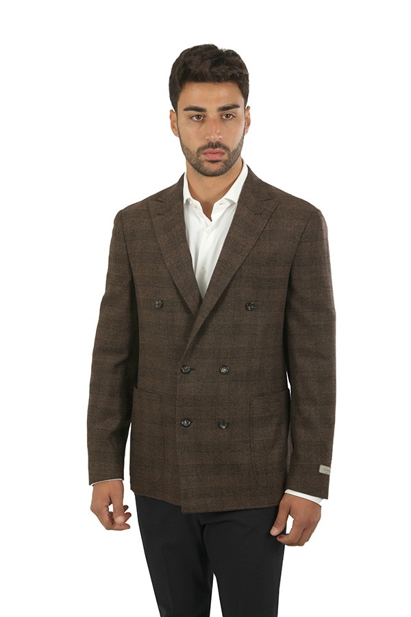 Giacca Canali Principe di Galles Marrone