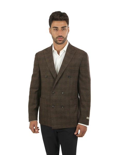 Giacca Canali Principe di Galles Marrone