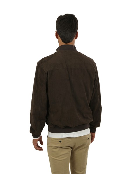 Giubbino Canali in Pelle Scamosciata Testa di Moro