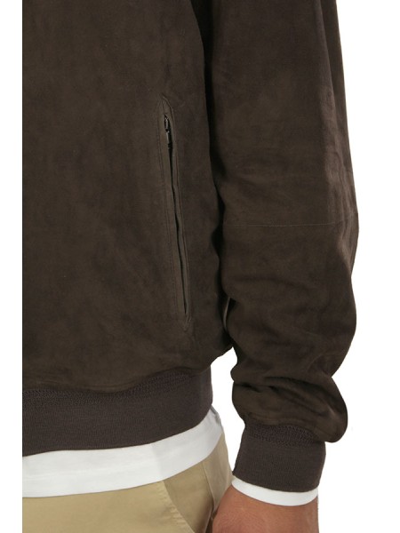 Giubbino Canali in Pelle Scamosciata Testa di Moro