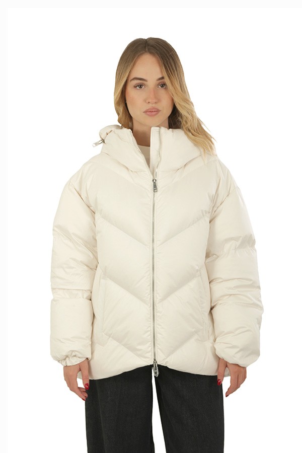 Piumino ADD con cappuccio fisso zip laterali  100%pl