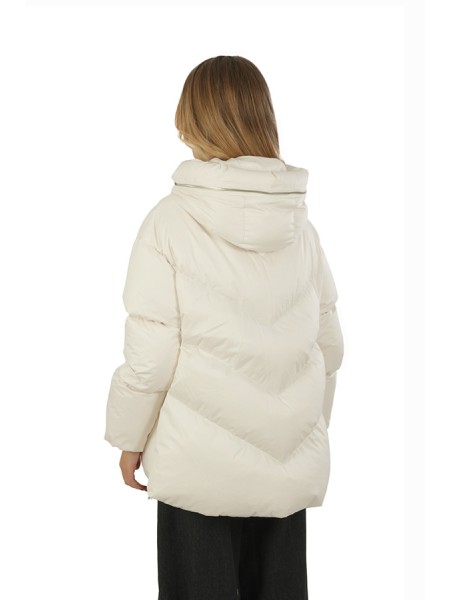 Piumino ADD con cappuccio fisso zip laterali  100%pl