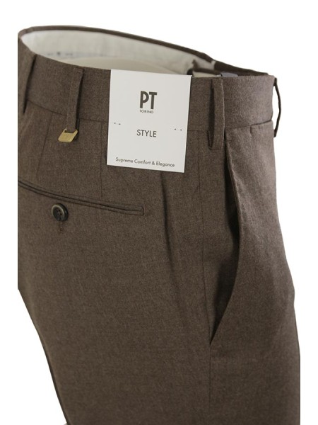 Pantalone PT in Flanella Tortora