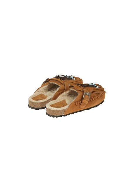 Calzature sabot con frange fondo gomma