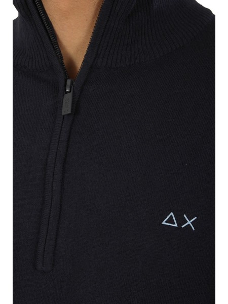 Maglia SUN68 Mezza Zip Blu Navy