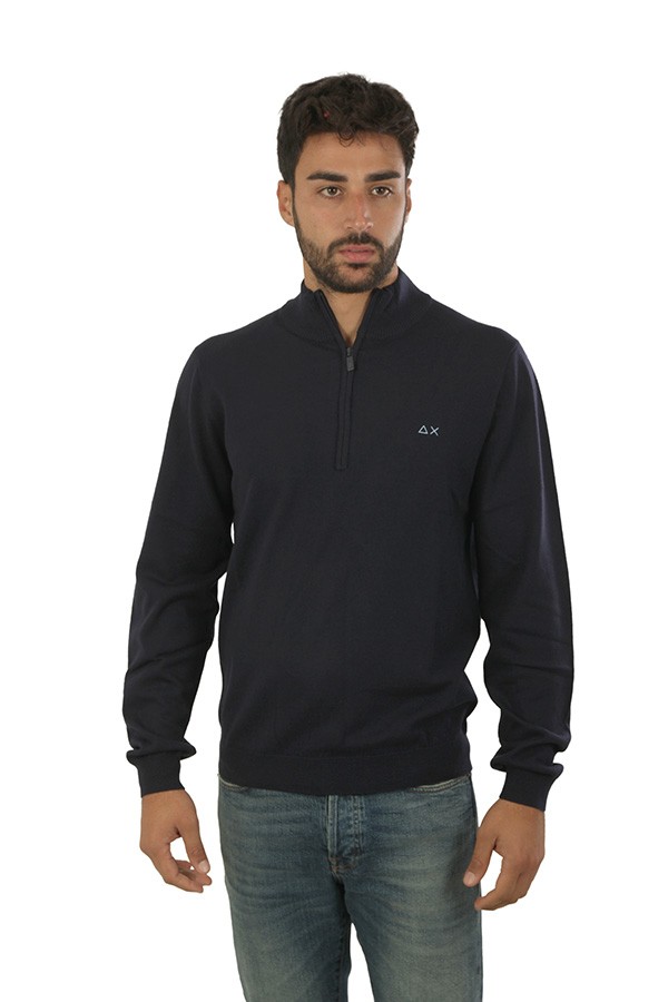 Maglia SUN68 Mezza Zip Blu Navy