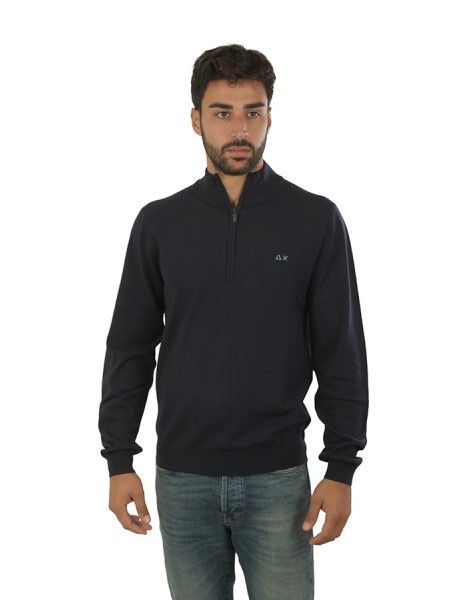 Maglia SUN68 Mezza Zip Blu Navy