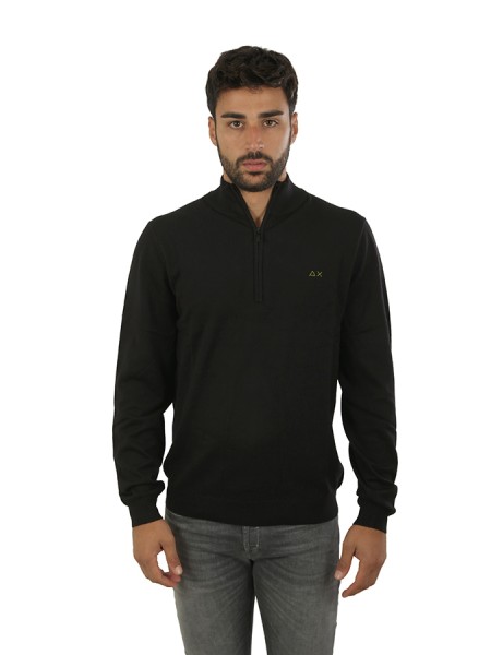Maglia SUN68 Mezza Zip Nero