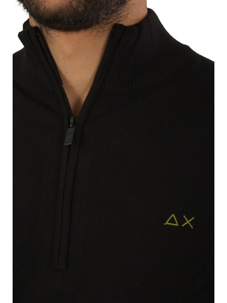 Maglia SUN68 Mezza Zip Nero