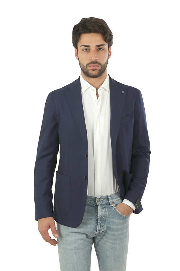 Giacca Tagliatore in Hopsack Bluette