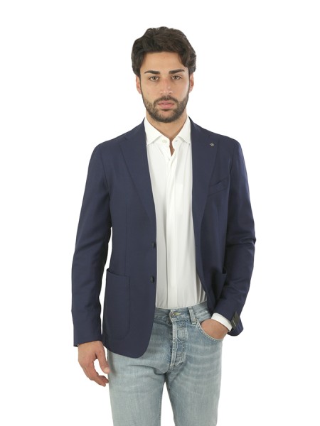 Giacca Tagliatore in Hopsack Bluette