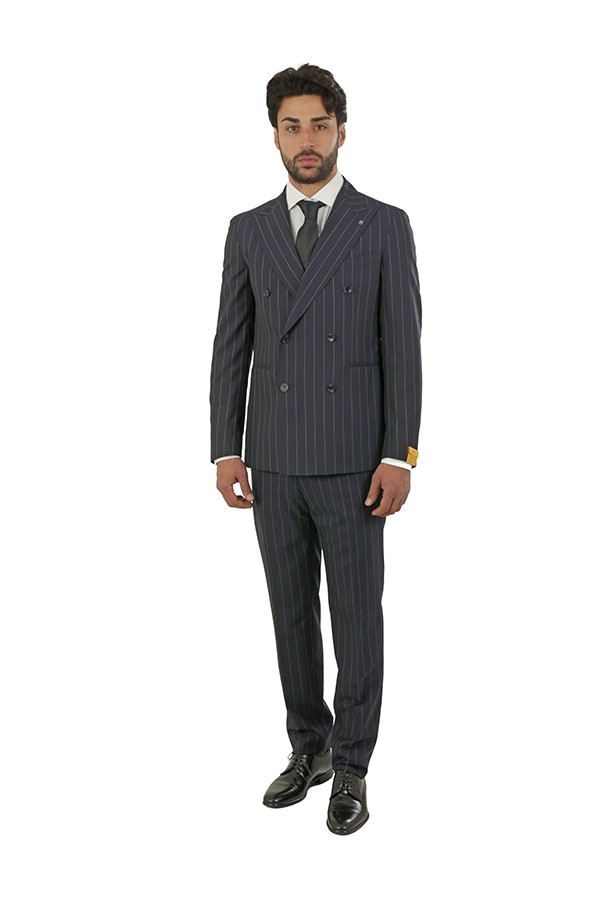 Abito Tagliatore Doppiopetto Gessato Blu