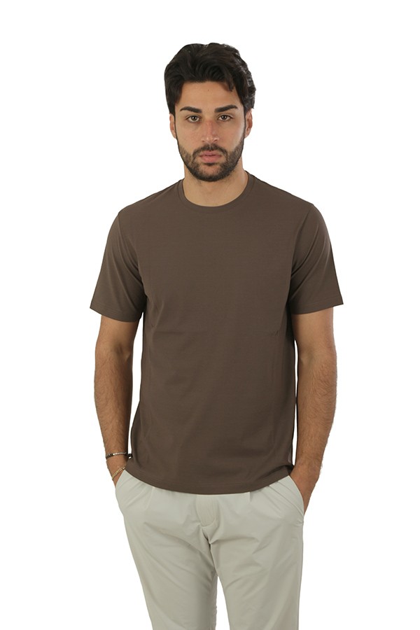 T-shirt Herno in Jersey Voile Crêpe Testa di Moro