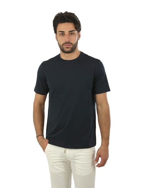 T-Shirt Herno In Superfine Cotton Stretch Blu
