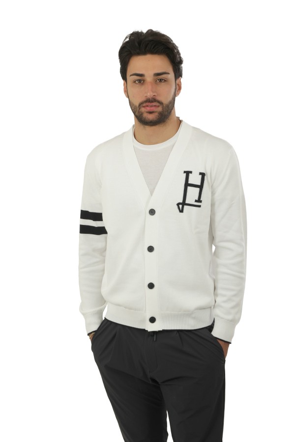 Maglia Herno Cardigan H con Logo Bianco