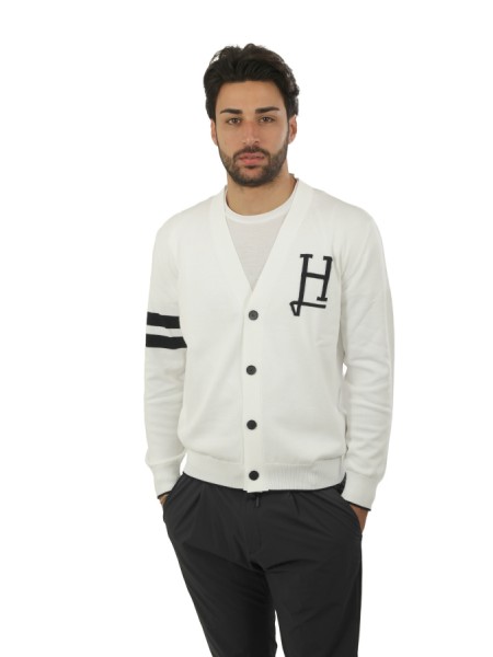 Maglia Herno Cardigan H con Logo Bianco