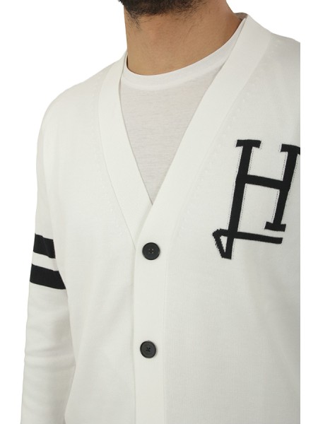 Maglia Herno Cardigan H con Logo Bianco