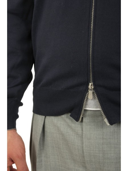 Maglia Brunello Cucinelli Cardigan con Zip Blu Navy