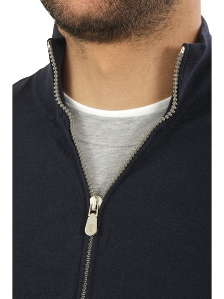 Maglia Brunello Cucinelli Cardigan con Zip Blu Navy