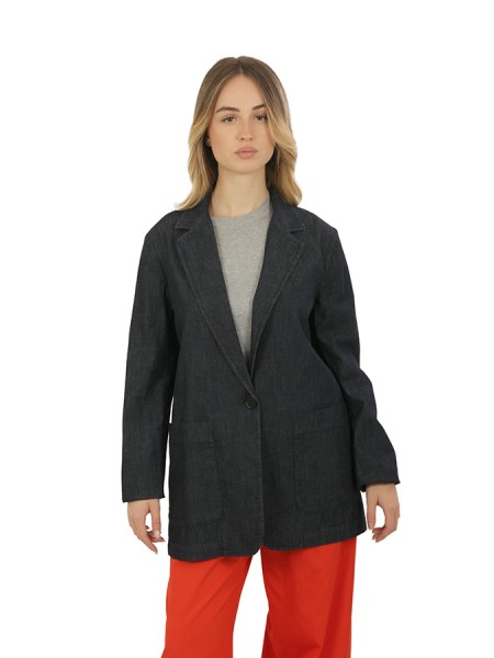 Giacca Aspesi Monopetto Decostruita in Denim Scuro