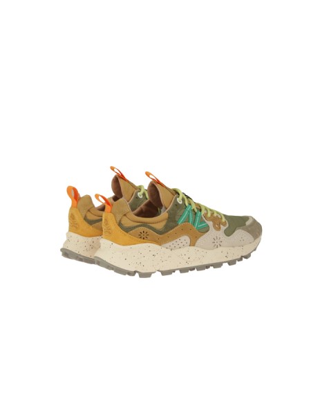 Calzature sneaker in tessuto tecnico con inserti in suede soletta in sughero naturale antibatterico