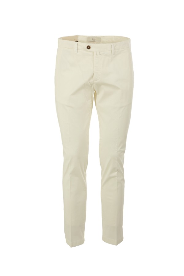 Pantalone Briglia in Raso di Cotone Latte