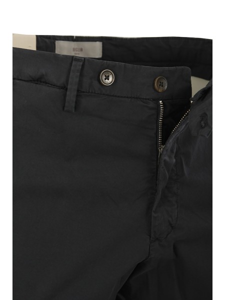 Pantalone Briglia Slim Regular raso di cotone Blu