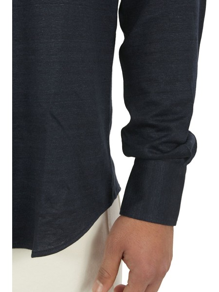 Camicia Brunello Cucinelli Jersey M&eacute;lange Blu Navy