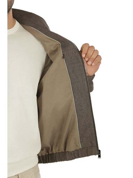 Giubbino Canali in Lino Brown