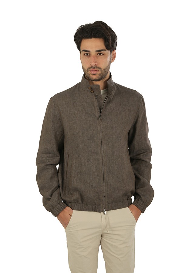 Giubbino Canali in Lino Brown