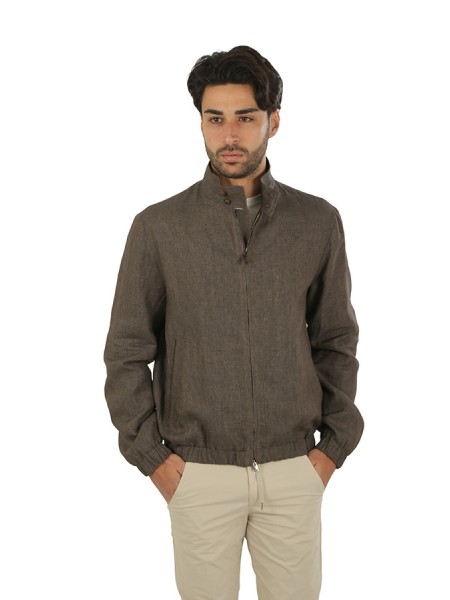 Giubbino Canali in Lino Brown