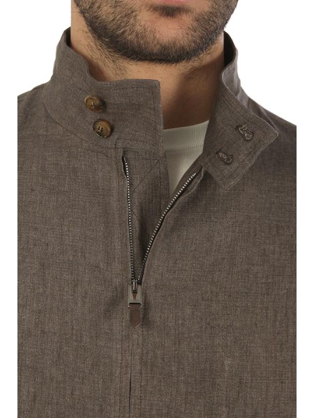 Giubbino Canali in Lino Brown