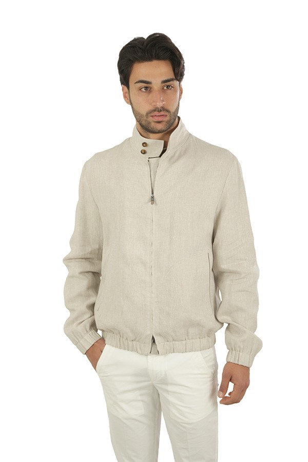 Giubbino Canali in Lino Sabbia