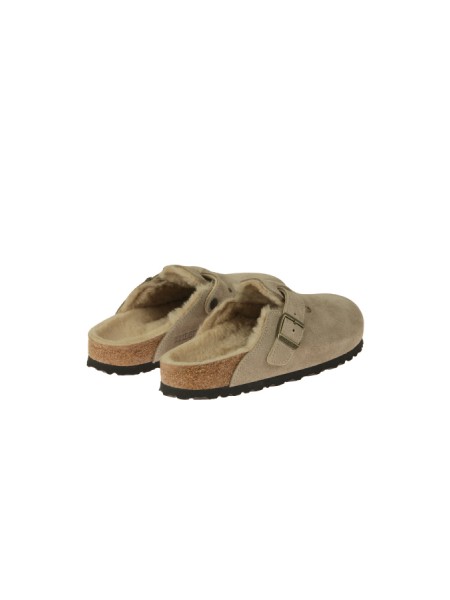 Scarpa Birkenstock Boston con Pelliccia Taupe