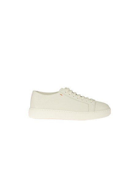 Sneakers Santoni in Pelle Bottalata Bianco