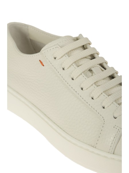 Sneakers Santoni in Pelle Bottalata Bianco