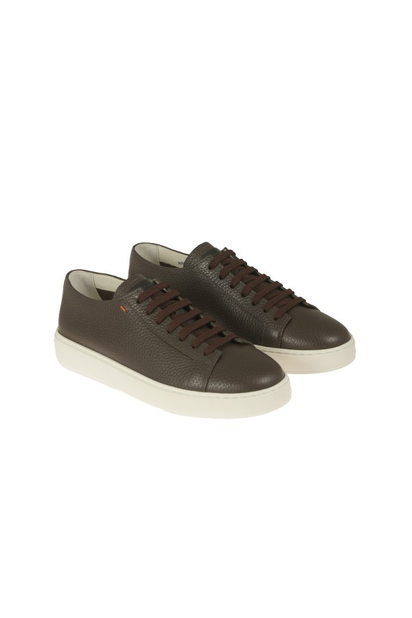 Sneakers Santoni in Pelle Bottalata Marrone