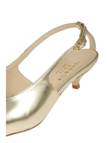 Scarpe Isabelle Paris slinback in pelle laminata tacco 30 suola in cuoio